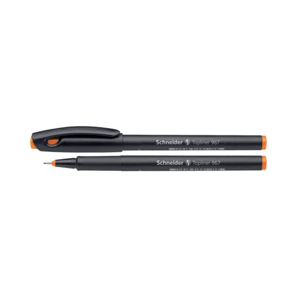 5 Stück Schneider Fineliner Topliner 967, 408270, schwarz (Schreibfarbe: orange), 0,4mm 4004675039705 Schneider