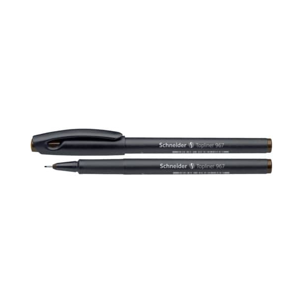 5 Stück Schneider Fineliner Topliner 967, 408271, schwarz (Schreibfarbe: braun), 0,4mm 4004675039736 Schneider