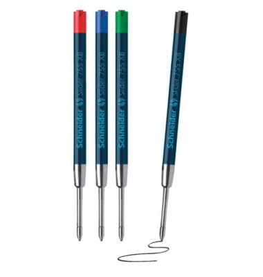 Kugelschreibermine Slider 755 400222, schwarz, blau, 1,4mm, Gro&szlig;raummine