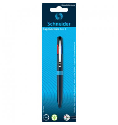Vierfarbkugelschreiber Take 4 474481, blau / schwarz / rot / gr&uuml;n, M, nachf&uuml;llbar