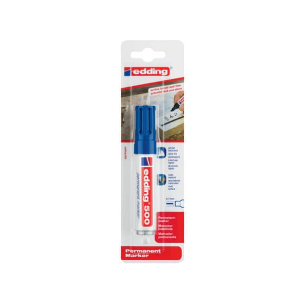 6 Stück Edding Permanentmarker, 500-1-1003, Blister, blau, 2-7mm Keilspitze 4004764060320 Edding