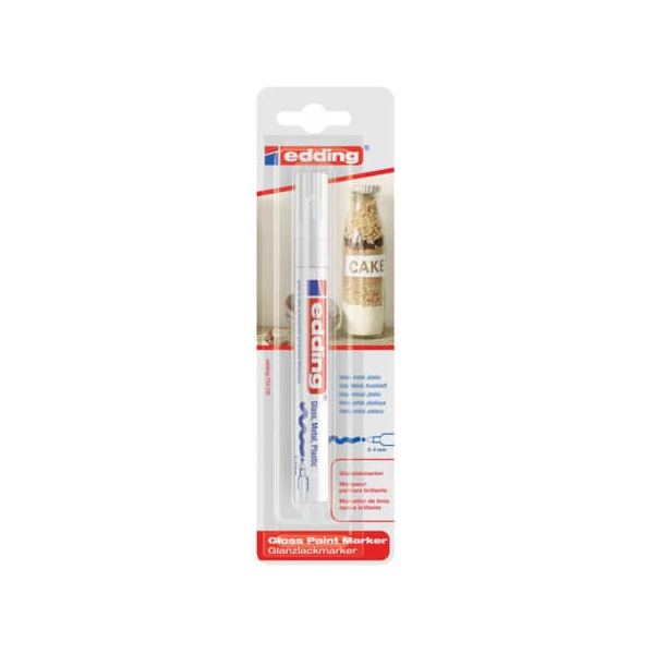 10 Stück Edding Lackmarker 750SBK1, Blister, weiß, 2-4mm Rundspitze 4004764060535 Edding