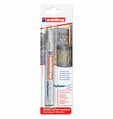 Lackmarker Glanzlack-Marker, 4-750-1-1054, Blister, silber, 2-4mm Rundspitze