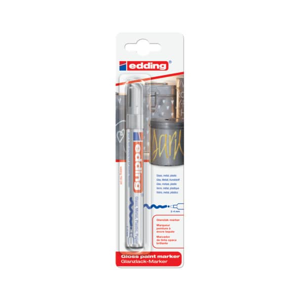 10 Stück Edding Lackmarker Glanzlack-Marker, 4-750-1-1054, Blister, silber, 2-4mm Rundspitze 4004764060603 Edding