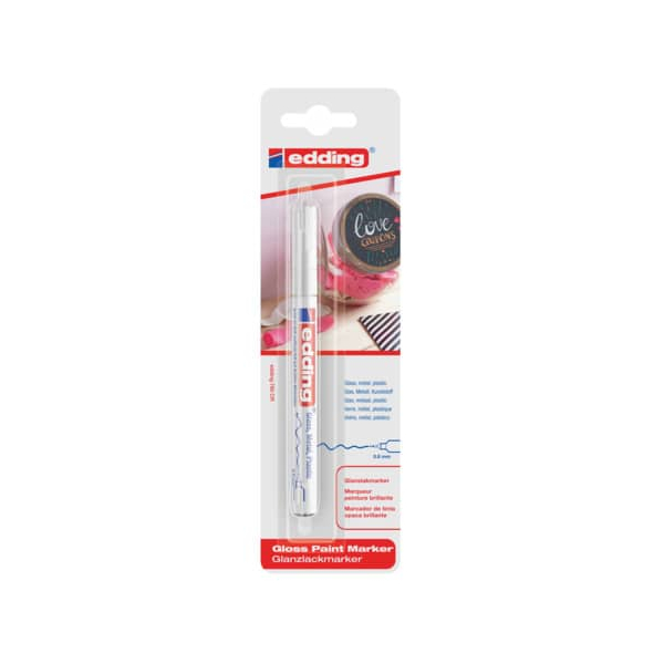 10 Stück Edding Lackmarker Glanzlack-Marker, 780-1-1049, Blister, weiß, 0,8mm Rundspitze 4004764060634 Edding