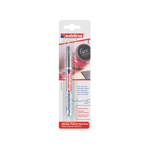 10 Stück Edding Lackmarker Glanzlack-Marker, 780-1-1054, Blister, silber, 0,8mm Rundspitze 4004764060696 Edding
