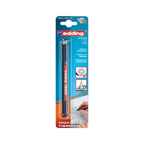 10 Stück Edding Fineliner 1800 profipen, 4-180005-1-1001, dunkelblau (Schreibfarbe: schwarz), 0,5mm 4004764061747 Edding