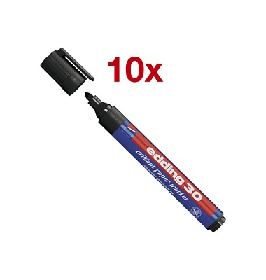 Permanentmarker Brilliant-Paper-Marker 30, 4-30001, Packung, schwarz, 1,5-3mm Rundspitze