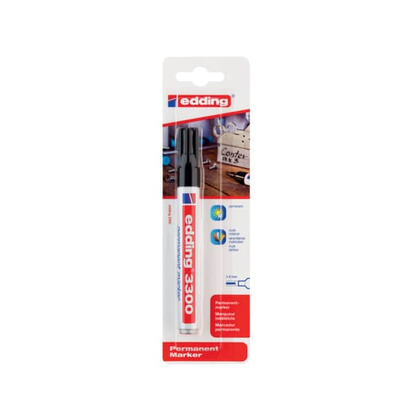 10 Stück Edding Permanentmarker, 3300-1-1001, Blister, schwarz, 1-5mm Keilspitze 4004764791095 Edding