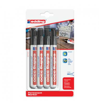 Permanentmarker Permanentmarker, 3300-4-1001, Packung, schwarz, 1-5mm Keilspitze