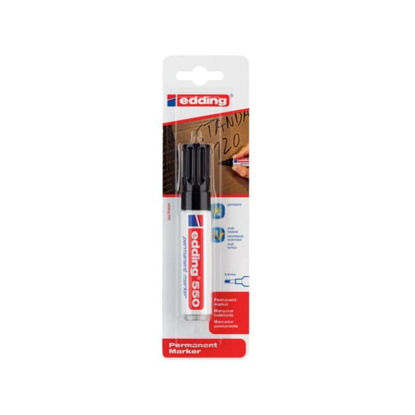 6 Stück Edding Permanentmarker, 550-1-1001, Blister, schwarz, 3-4mm Rundspitze 4004764792016 Edding