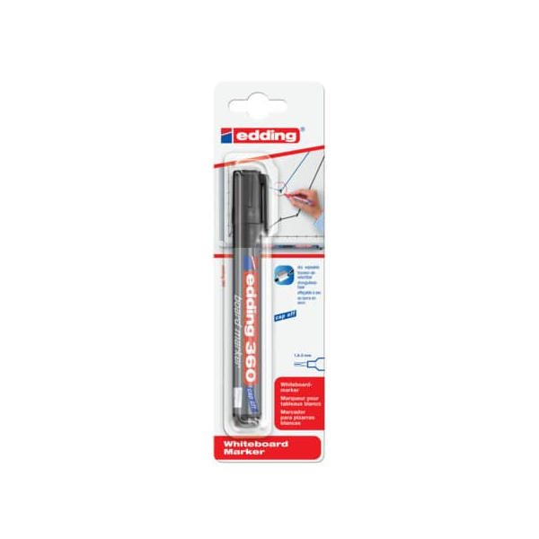 10 Stück Edding Boardmarker 360, 4-360-1-1001, schwarz, 1,5-3mm Rundspitze 4004764793242 Edding