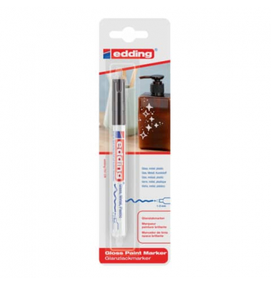 Lackmarker Glanzlack-Marker, 751-1-1001, Blister, schwarz, 1-2mm Rundspitze