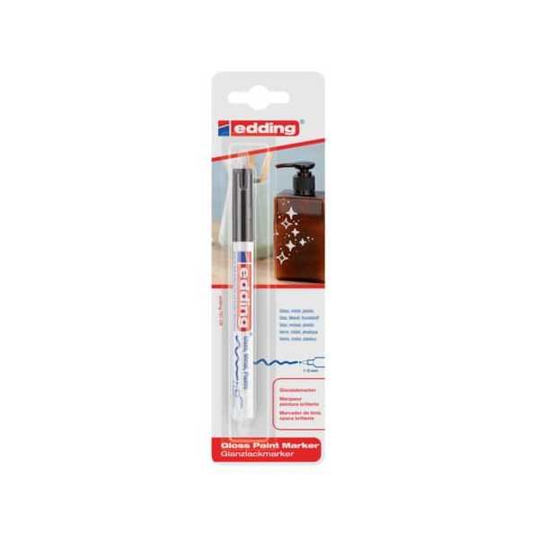 10 Stück Edding Lackmarker Glanzlack-Marker, 751-1-1001, Blister, schwarz, 1-2mm Rundspitze 4004764793648 Edding
