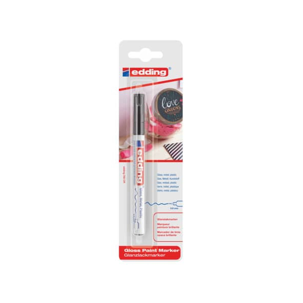 10 Stück Edding Lackmarker Glanzlack-Marker, 780-1-1001, Blister, schwarz, 0,8mm Rundspitze 4004764793761 Edding