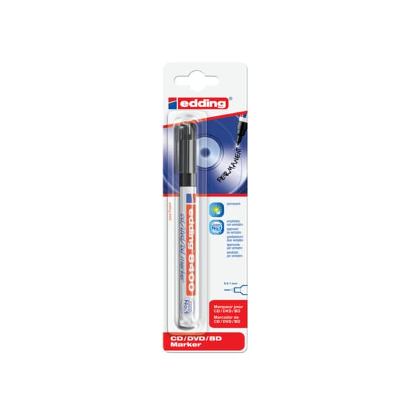 10 Stück Edding CD-Marker cd/dvd/bd marker, 8400-1-1001, Blister, schwarz, 0,5-1mm Rundspitze 4004764794072 Edding