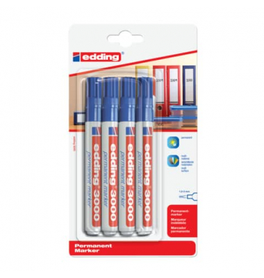 Permanentmarker Permanentmarker, 3000-4-1003, Packung, blau, 1,5-3mm Rundspitze