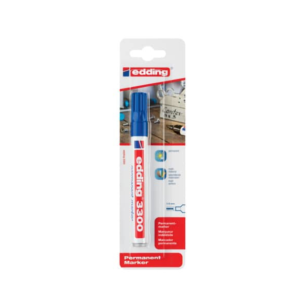 10 Stück Edding Permanentmarker, 3300-1-1003, Blister, blau, 1-5mm Keilspitze 4004764796434 Edding