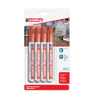 Permanentmarker Permanentmarker, 3300-4-1002, Packung, rot, 1-5mm Keilspitze