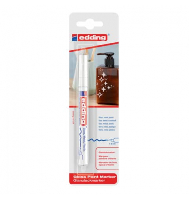 Lackmarker Glanzlack-Marker, 751-1-1049, Blister, weiß, 1-2mm Rundspitze