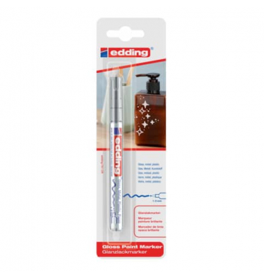 Lackmarker Glanzlack-Marker, 751-1-1054, Blister, silber, 1-2mm Rundspitze