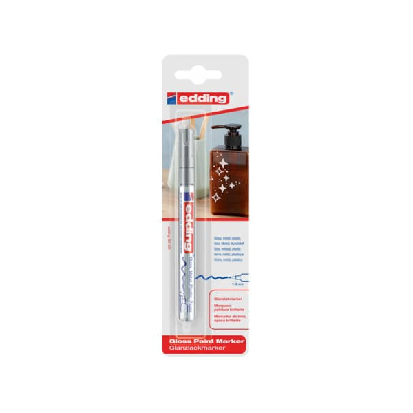 10 Stück Edding Lackmarker Glanzlack-Marker, 751-1-1054, Blister, silber, 1-2mm Rundspitze 4004764801596 Edding