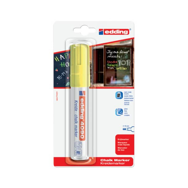 6 Stück Edding Windowmarker Kreidemarker, 4090-1-1065, Blister, neongelb, 4-15mm Keilspitze 4004764836444 Edding