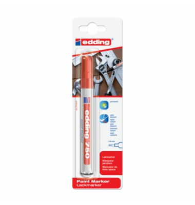 Lackmarker Industrie Blister, 750-1-3002, Blister, rot, 2-4mm Rundspitze