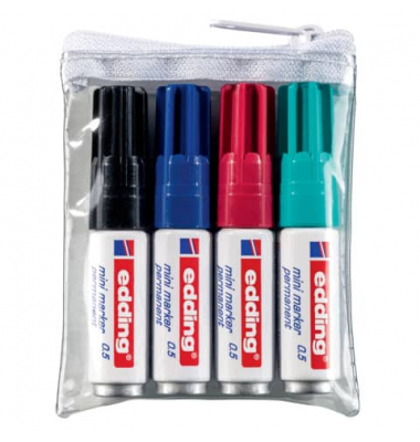 Permanentmarker-Set 05 Mini, 4-05-4, Packung, 4-farbig sortiert, 1,5-3mm Rundspitze