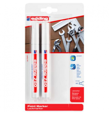 Lackmarker Industrie Blister, 750-2-3049, Blister, wei&szlig;, 2-4mm Rundspitze