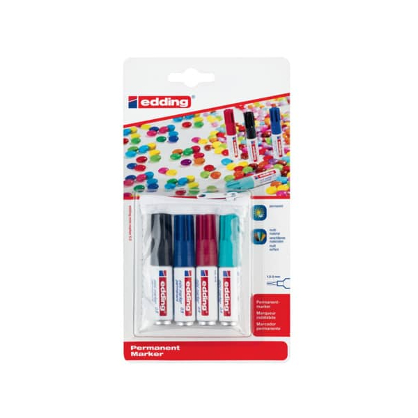 10 Stück Edding Permanentmarker-Set mini permanentmarker, 05-4-1, Packung, 4-farbig sortiert, 1,5-3mm Rundspitze 4004764867530 Edding 4 Stück