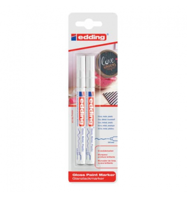 Lackmarker Glanzlack-Marker, 780-2-1049, Blister, weiß, 0,8mm Rundspitze