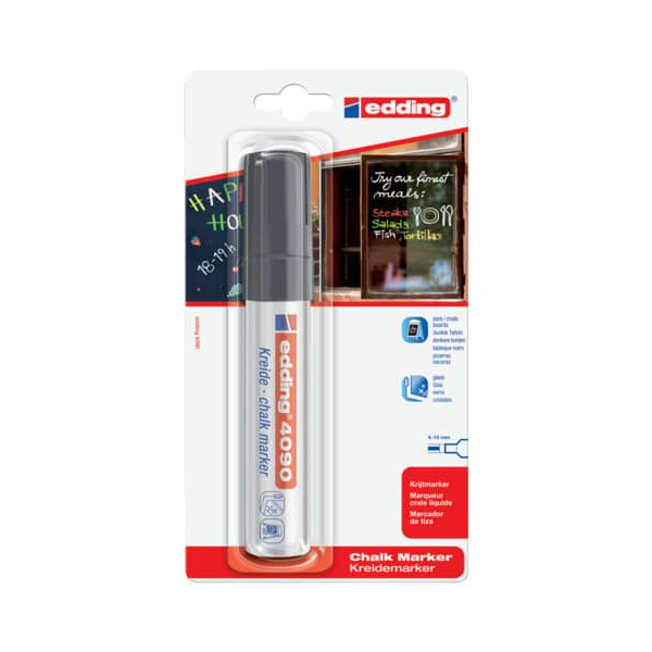 6 Stück Edding Windowmarker Kreidemarker, 4090-1-1001, Blister, schwarz, 4-15mm Keilspitze 4004764868230 Edding