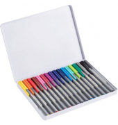 Fineliner-Set 55 fine, 55-16, schwarz-weiss gestreift (Schreibfarbe: 16-farbig sortiert), 0,3mm