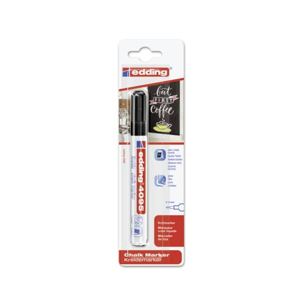 10 Stück Edding Windowmarker Kreidemarker, 4095-1-1001, Blister, schwarz, 2-3mm Rundspitze 4004764893669 Edding