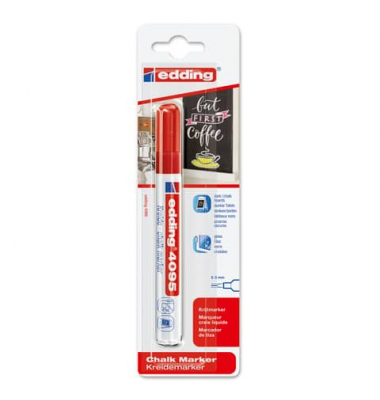 Windowmarker Kreidemarker, 4095-1-1002, Blister, rot, 2-3mm Rundspitze