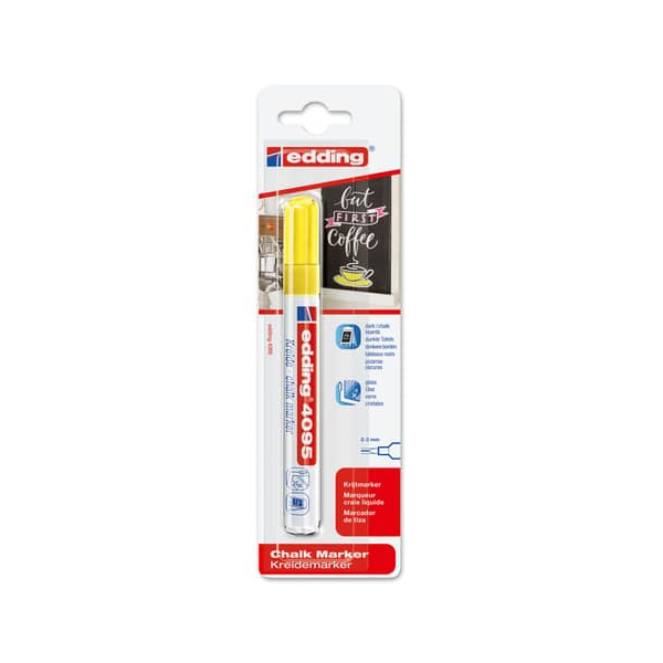 10 Stück Edding Windowmarker Kreidemarker, 4095-1-1065, Blister, neongelb, 2-3mm Rundspitze 4004764894161 Edding