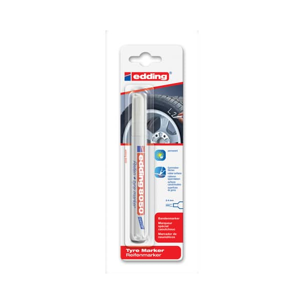 10 Stück Edding Permanentmarker Reifenmarker DIY, 4-8050-1-4049, weiß, 2-4mm  4004764894734 Edding