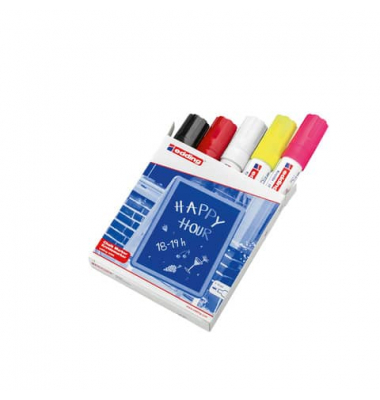 Windowmarker-Set Kreidemarker, 4090-999, Pack, schwarz/rot/weiß/neongelb/neonrosa, 4-15mm Keilspitze