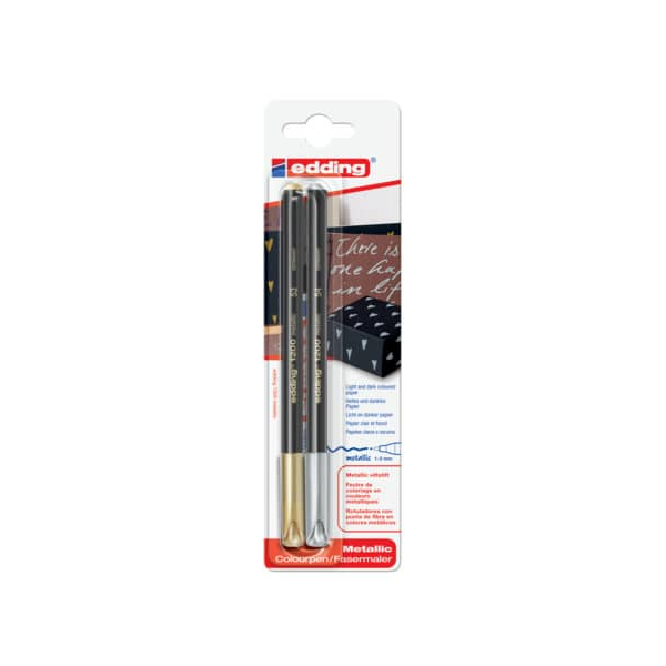 10 x edding Fasermaler edding 1200 colourpen 1mm gold, silber Blister