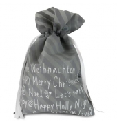 Weihnachtssack mit Text - 30 x 45 cm, grau