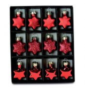 26385 Baumbehang Stern 12ST rot Glas 3cm zum Basteln