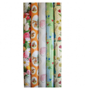 Geschenkpapier 33K03 651125, sortiert (5 Motive) Ostern, Blumen, 70cm x 2m, farbig sortiert