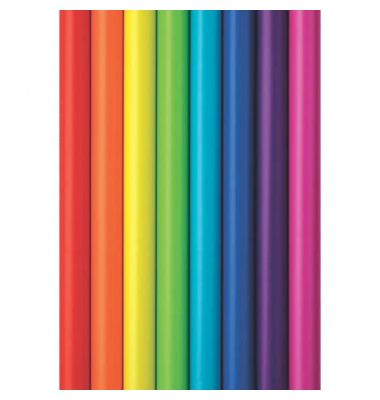 Geschenkpapier Pr&auml;senta uni 33K03 656129, farbig sortiert (8 Unifarben), 70cm x 2m, 8 Farben sortiert