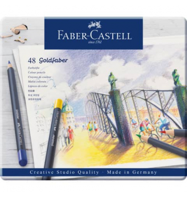 Farbstifte-Set Goldfaber permanent, 114748, farbig sortiert, rund, Etui  Metall