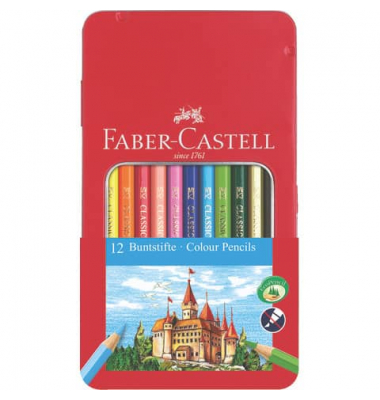 Buntstifte-Set Classic, 115801, farbig sortiert, sechskant, Etui  Metall