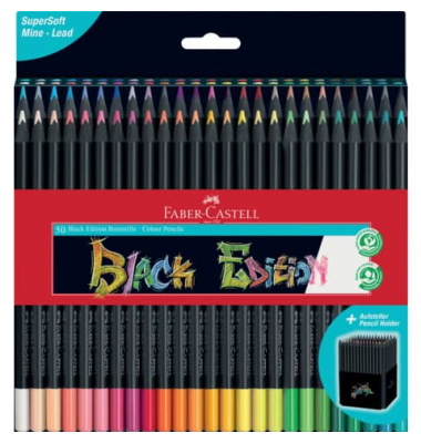 Buntstifte-Set Black Edition 116450, farbig sortiert, dreikant, ergonomisch, Packung