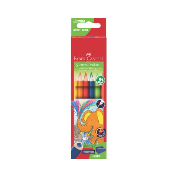 6 Stück Faber-Castell Farbstiftetui 6ST Jumbo dreikant sort. 4005401165064 Faber-Castell 6 Stück