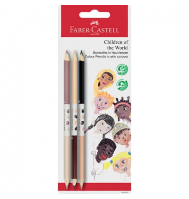 Buntstifte-Set Children of the World, 116511, farbig sortiert, dreikant, ergonomisch, Packung