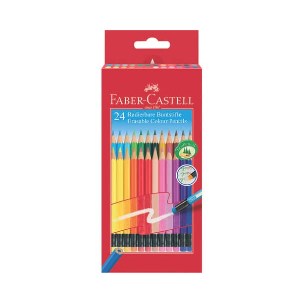 Faber-Castell Buntstifte-Set Classic Colours Radierbare, 116625, farbig sortiert, sechskant, Packung 4005401166252 Faber-Castell 24 Stück